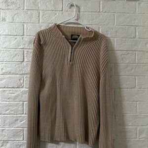 Cabela's Tan Ribbed Zip-Up Sweater